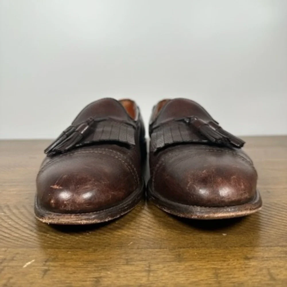 Allen Edmonds Loafers Mens 9 D Brown Dalton Kiltie Tassel Pebble Grain Leather